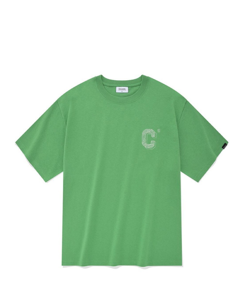 드로잉 C 로고 자수 티셔츠 사워 애플