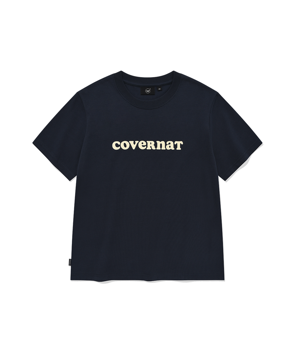 우먼 레귤러핏 쿠퍼 로고 티셔츠 네이비