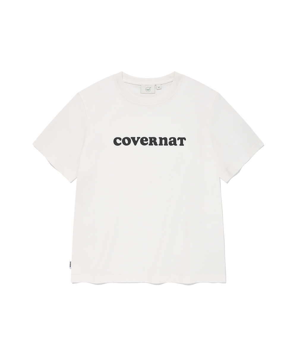 우먼 레귤러핏 쿠퍼 로고 티셔츠 화이트