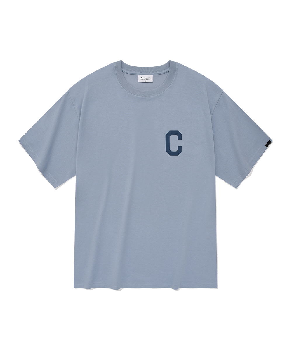 C 로고 티셔츠 스카이 블루